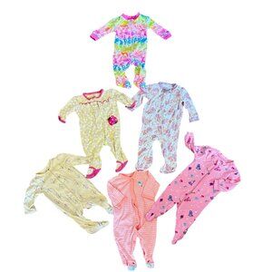 Baby Footed Pajamas 0-3M Floral Tied Dye Animal Prints Zip & Snap